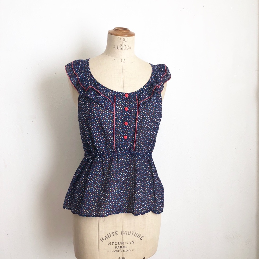 Anthropologie silk blouse multicolor peplum size 4